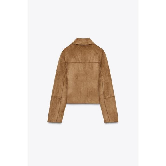 ZARA FAUX SUEDE CROPPED JACKET - Picture 8 of 9